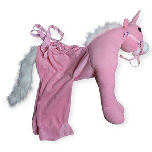 Giddy Up Pink Plush Unicorn Costume White Mane Wearable Adjustable Straps Kids